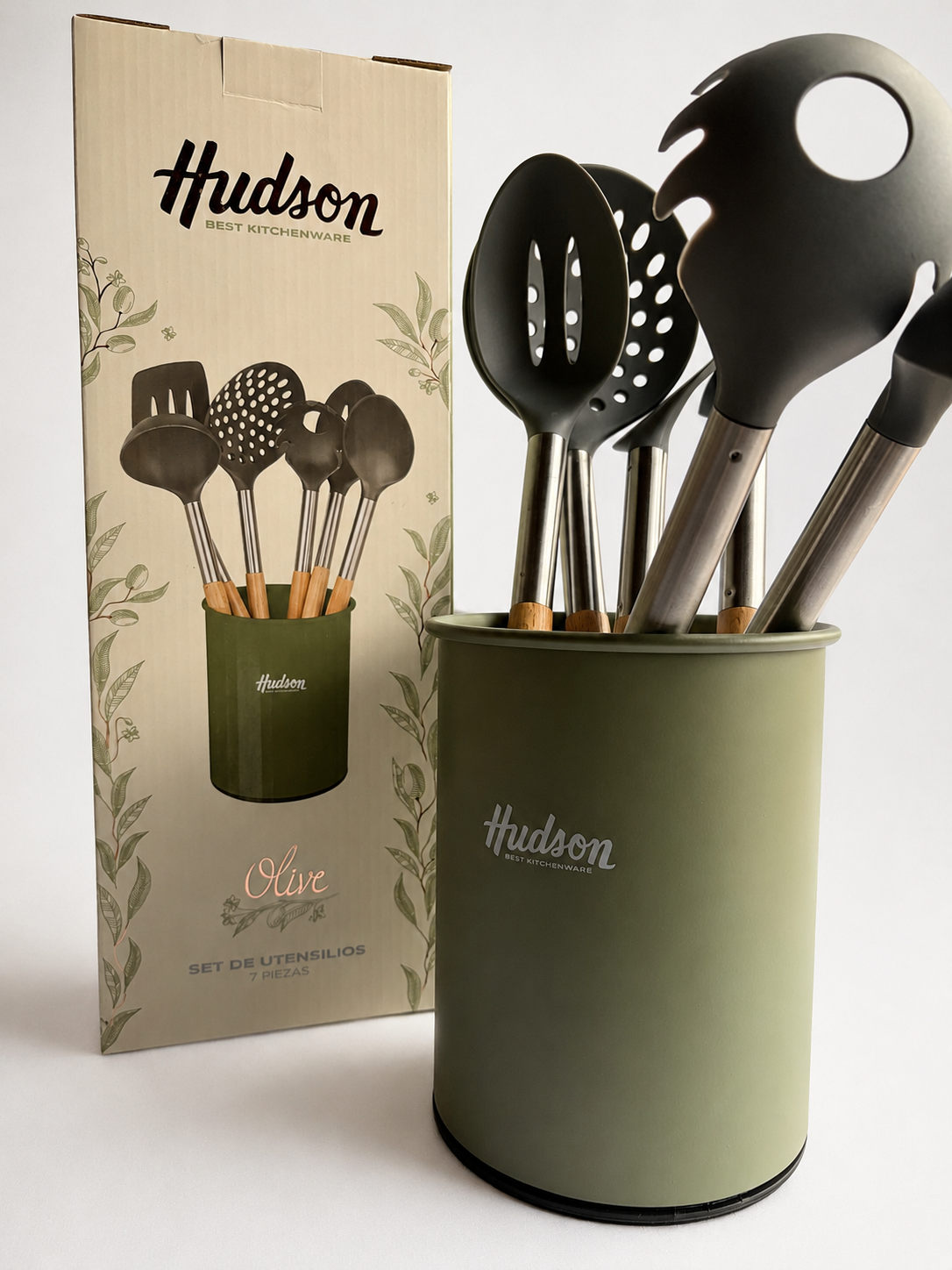 Set 6 Utensilios Mango Madera Olive Hudson