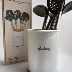 Set 6 Utensilios Mango Madera Blanco Hudson