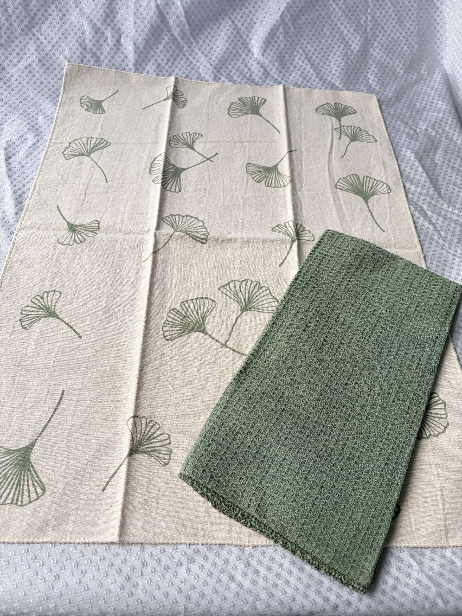 Set x 2 Repasador Tusor + Nido Flores Abanico Verde