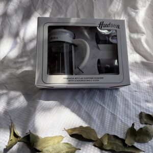 Set Cafetera Émbolo + 2 Vasos Blanco Hudson