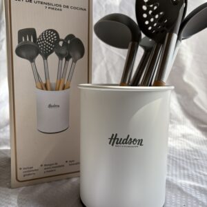 Set 6 Utensilios Mango Madera Blanco Hudson