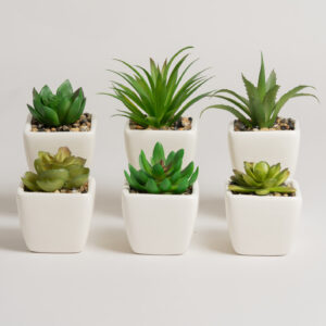 Macetas Planta Artificial Ceramica Blanca Cuadrada